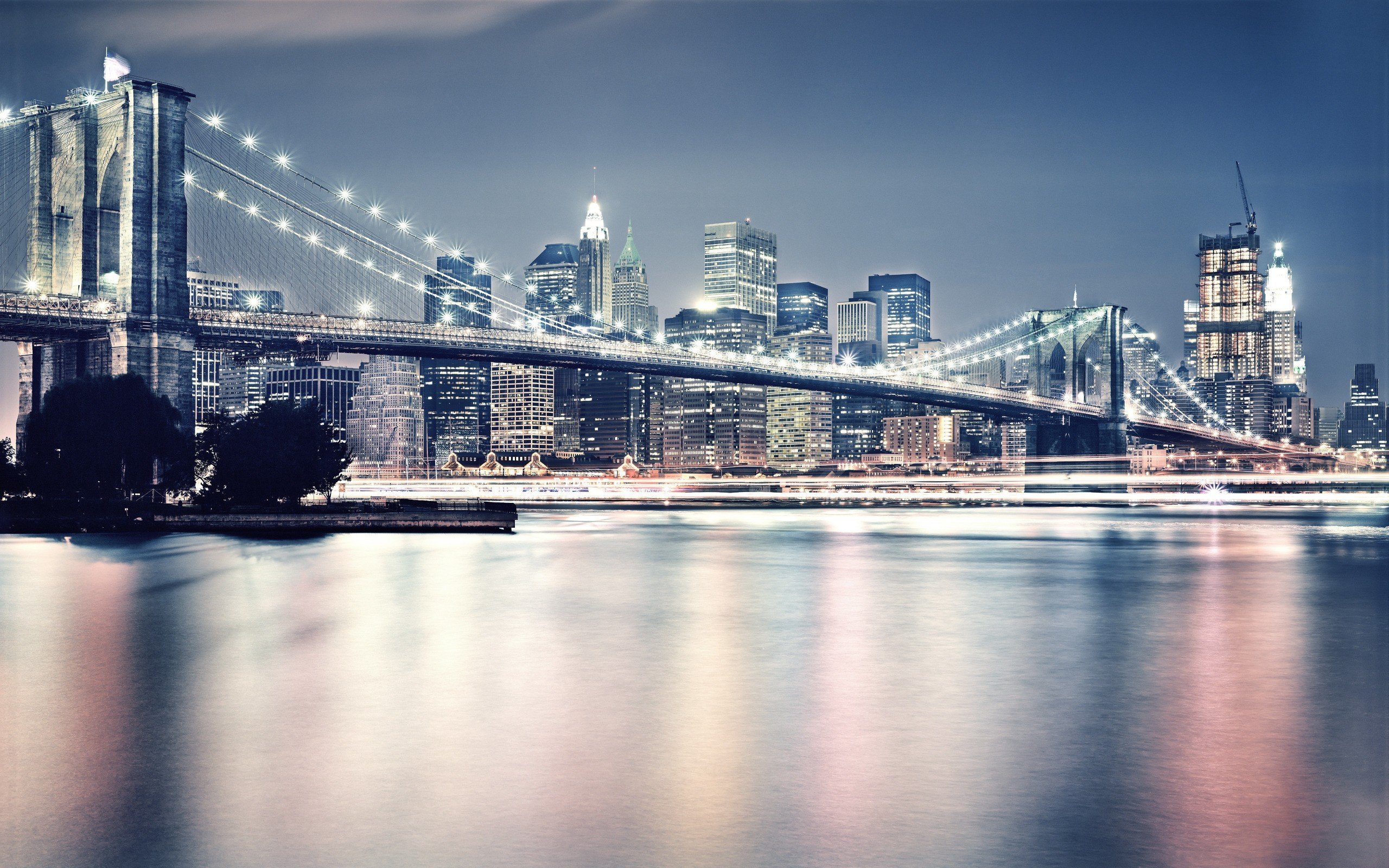 photography, Urban, City, Architecture, Building, Cityscape, Skyscraper, Water, New York City, Brooklyn Bridge, Bridge, Reflection Wallpaper