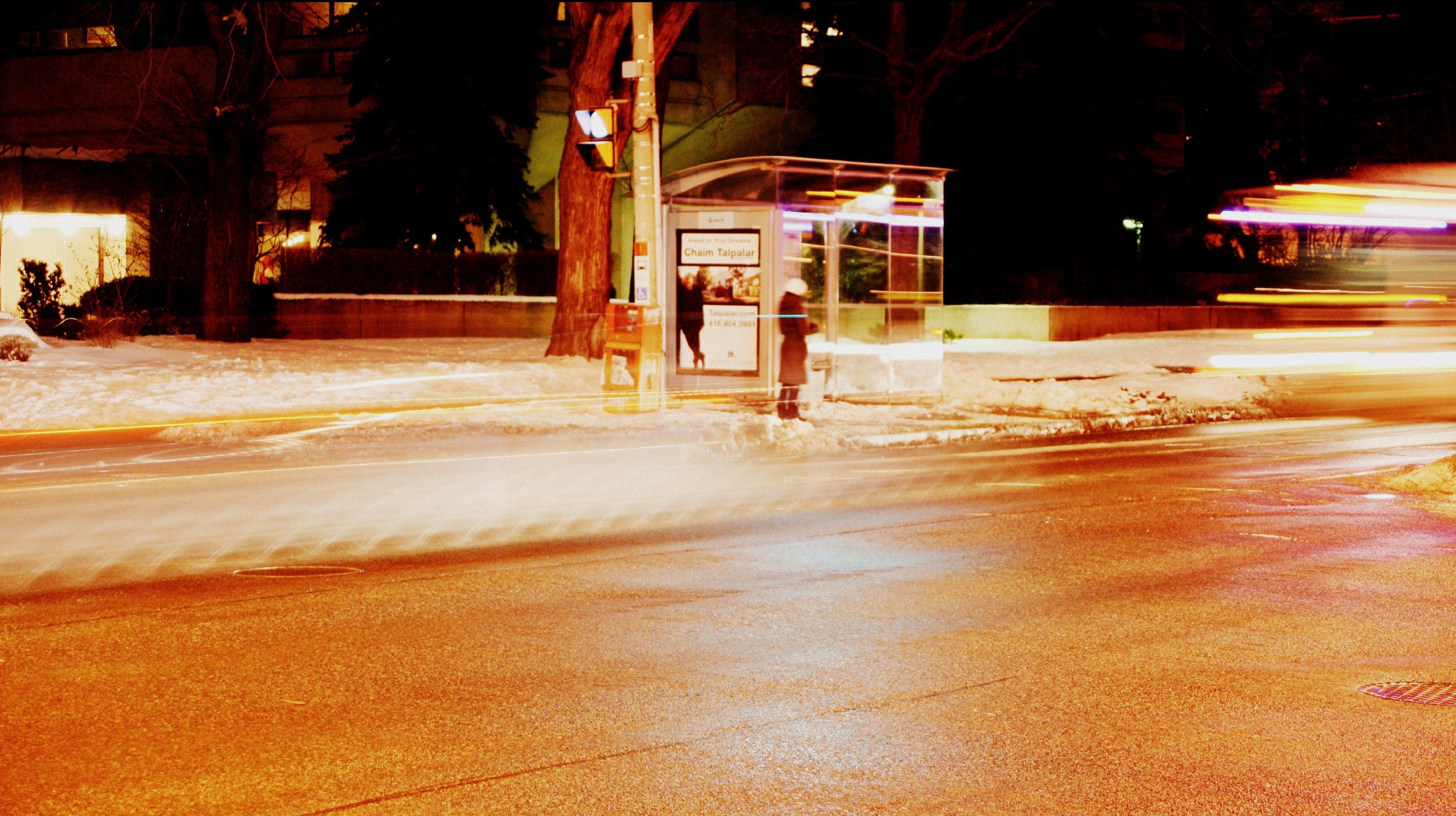 urban, Street, City, Photography, Night, Bus stations Wallpaper