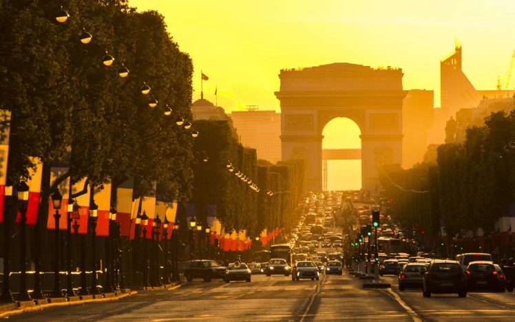 photography, Urban, City, Cityscape, Building, Paris, Champs Élysées, Arc de Triomphe, Street, Architecture HD Wallpaper Desktop Background