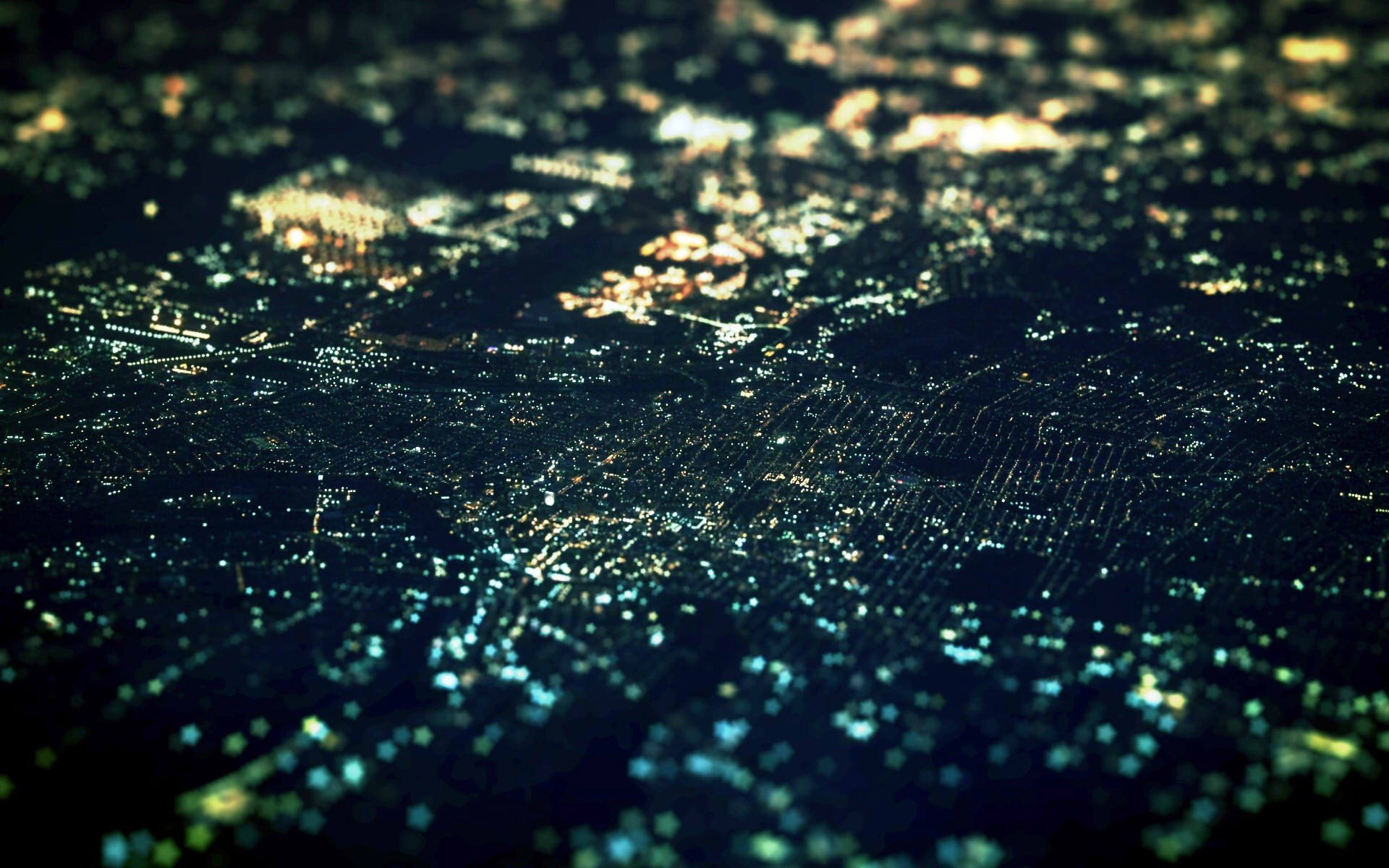 photography, Urban, City, Cityscape, Tilt shift, Night, Aerial view Wallpaper