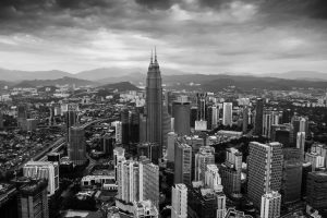 city, Petronas Towers, Monochrome, Kuala Lumpur, Aerial view