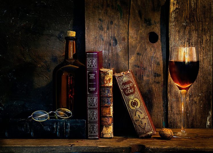 old, Books, Wine, Glasses Wallpapers HD / Desktop and Mobile Backgrounds