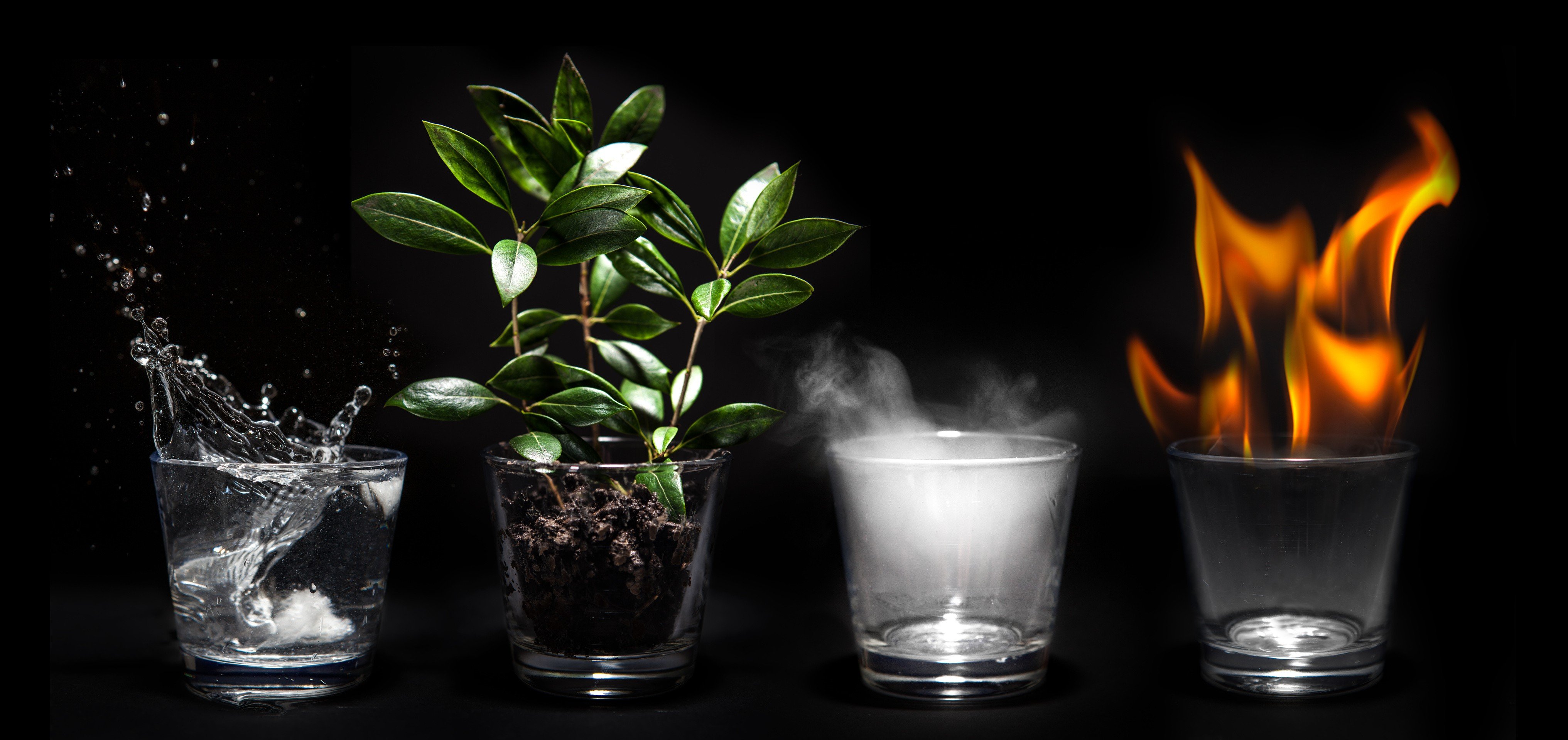 fire, Water, Air, Earth, Four elements Wallpaper
