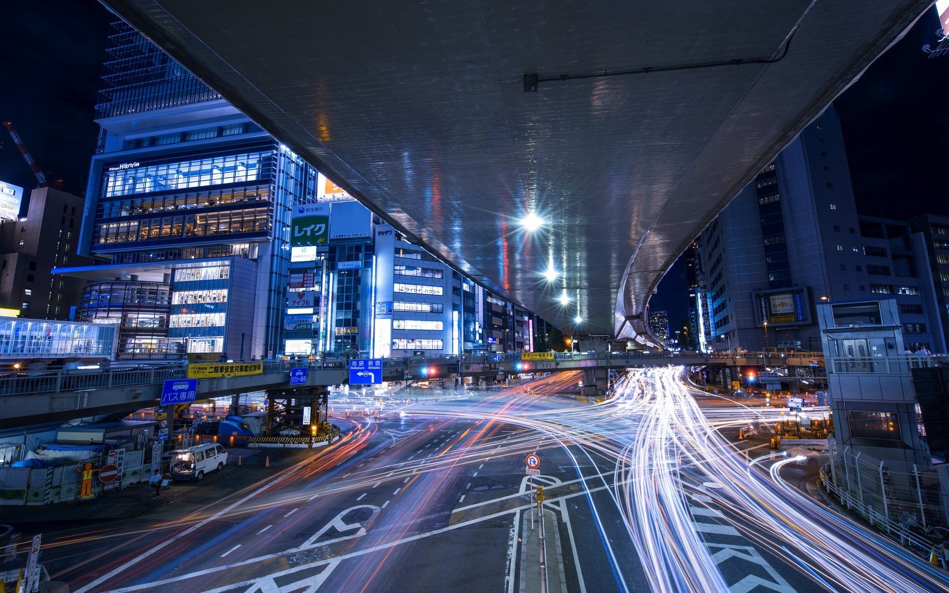 photography, Urban, Building, Night, Lights, Street, Japan, Tokyo, Road, Long exposure Wallpaper
