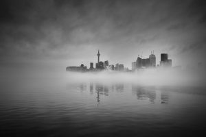 photography, Water, Monochrome, Mist, City, Cityscape, Reflection, Toronto