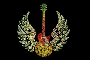 guitar, Wings, Typography