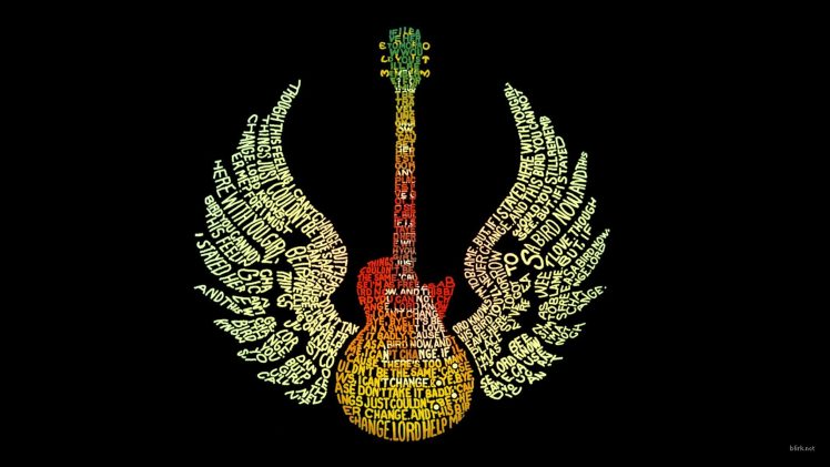 guitar, Wings, Typography HD Wallpaper Desktop Background