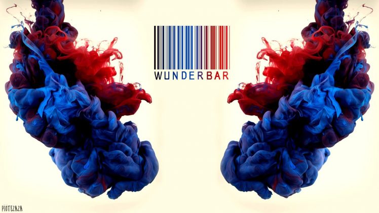Alberto Seveso, German, Ink, Blue, Red, Water, Paint in water, Colorful, Barcode HD Wallpaper Desktop Background