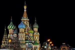 architecture, City, Cityscape, Night, Lights, Building, Moscow, Russia, Saint Basils Cathedral, Tower, Street light, Sculpture, Capital, Trees