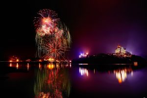 photography, Water, Night, Lights, Fireworks, Reflection