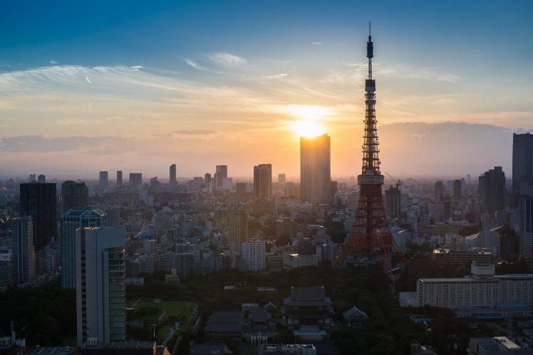 photography, Sun, Urban, Cityscape, City, Japan, Tokyo, Building, Tokyo Tower HD Wallpaper Desktop Background