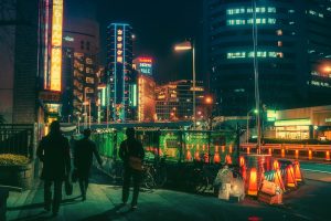 Japanese, Tokyo, Neon light, Bicycle