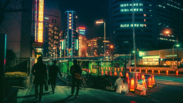 Japanese, Tokyo, Neon light, Bicycle HD Wallpaper Desktop Background
