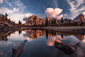 mountain, Lago di Limedes, Italy, Reflection