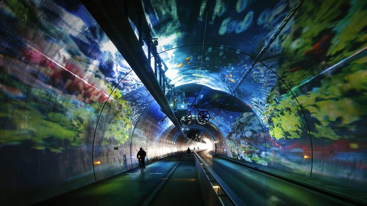 Croix Rousse Tunnel, Alps, France, Rhone Alps, Lyon, Tunnel, Traffic, Road HD Wallpaper Desktop Background