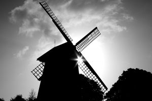 photography, Monochrome, Windmills, Architecture, Sun