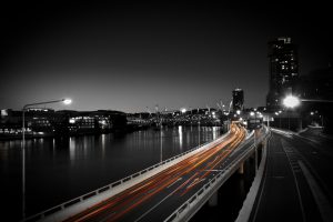 photography, Urban, City, Building, Lights, Highway, Long exposure, Water, River, Brisbane
