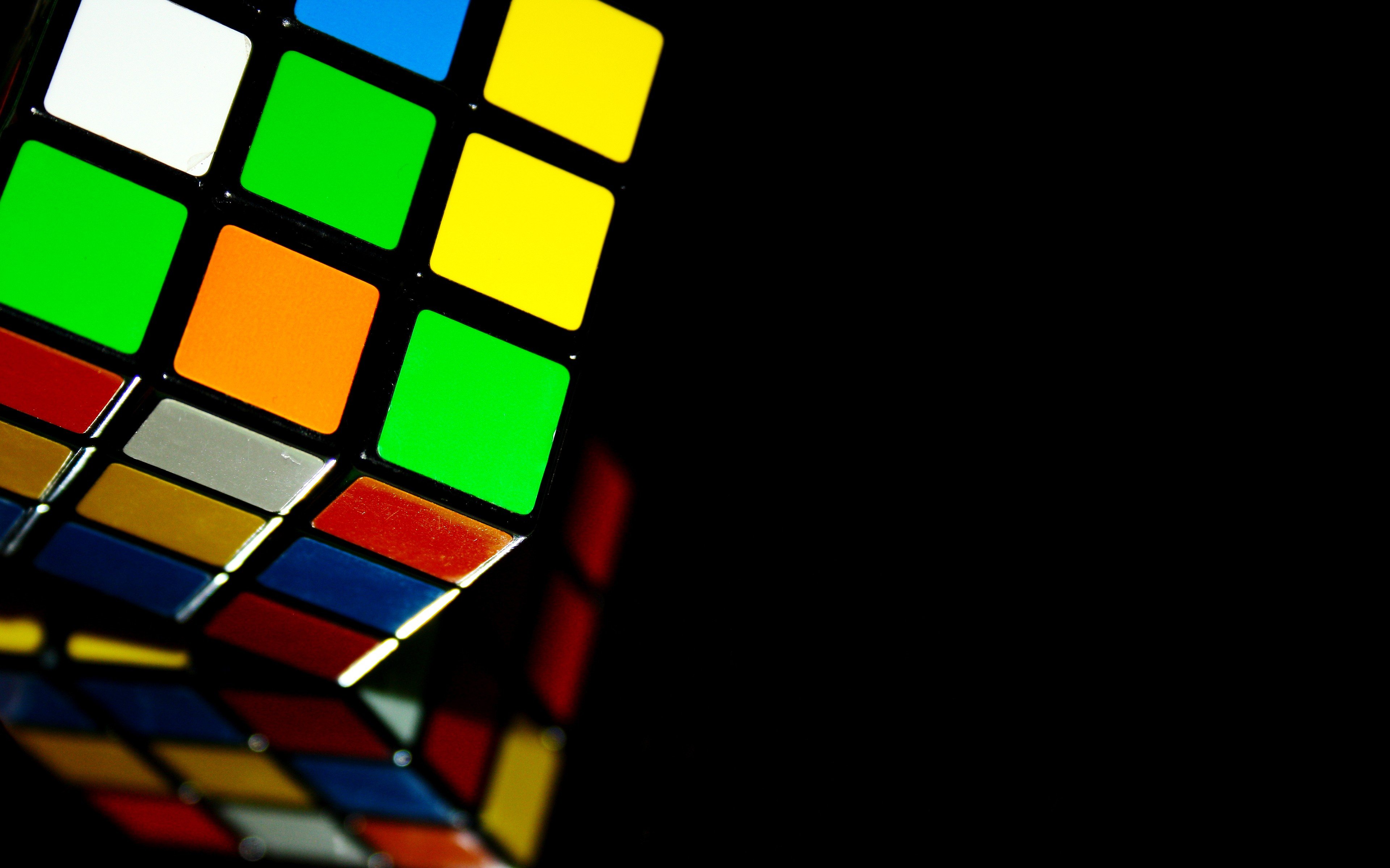 Rubiks Cube, Puzzles, Colorful, Simple background, Reflection, Cube Wallpaper