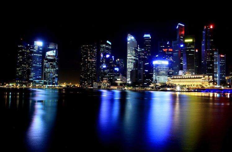 photography, Water, Night, City, Urban, Lights, Building, River, Cityscape HD Wallpaper Desktop Background