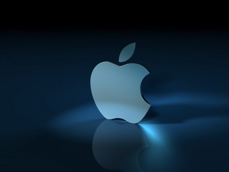 Apple Inc., Reflection, Blue background HD Wallpaper Desktop Background