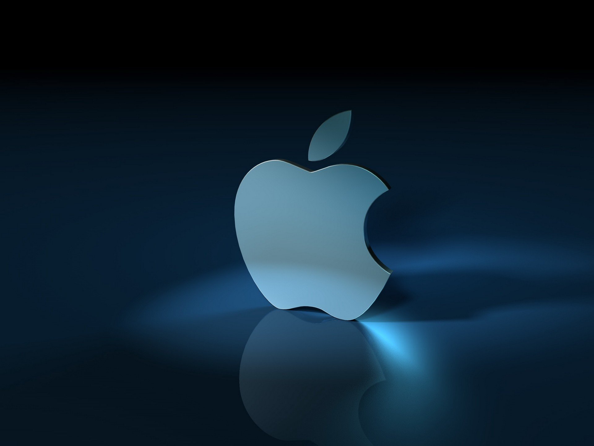 Apple Inc., Reflection, Blue background Wallpaper