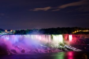 waterfall, Lights, Lake, River, Niagara Falls
