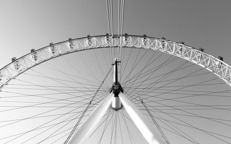 photography, Monochrome, Ferris wheel HD Wallpaper Desktop Background