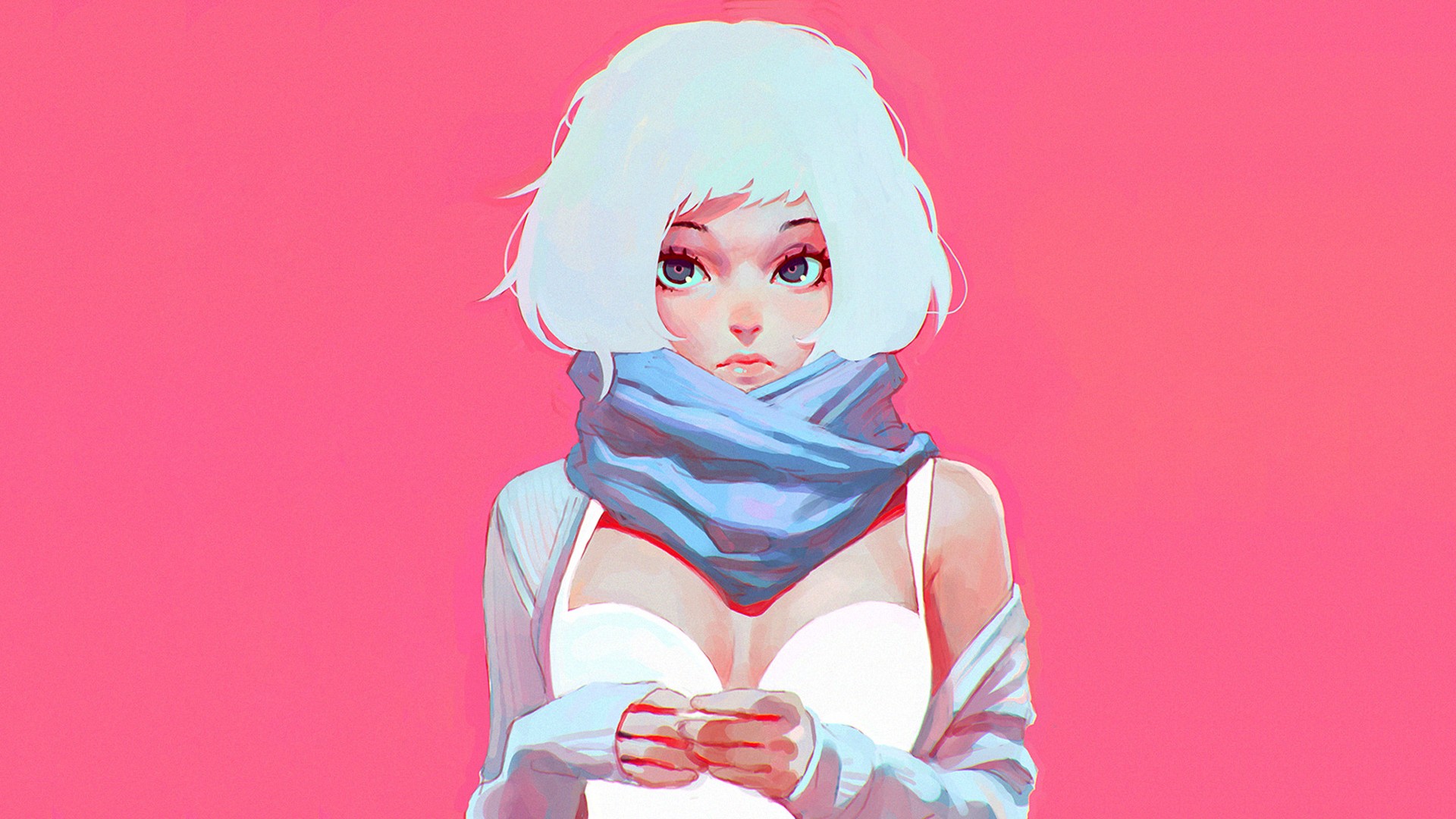 Ilya Kuvshinov, Drawing, Pink Wallpaper