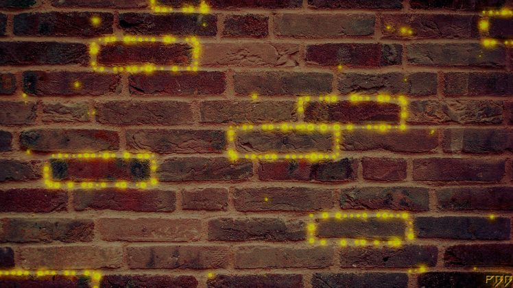bricks, Walls, Glowing, Gold HD Wallpaper Desktop Background