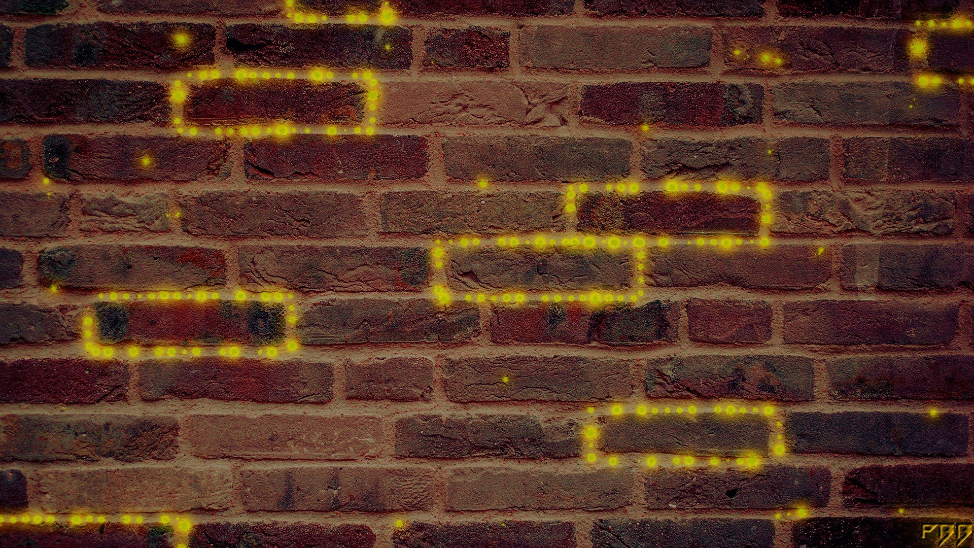 bricks, Walls, Glowing, Gold Wallpaper