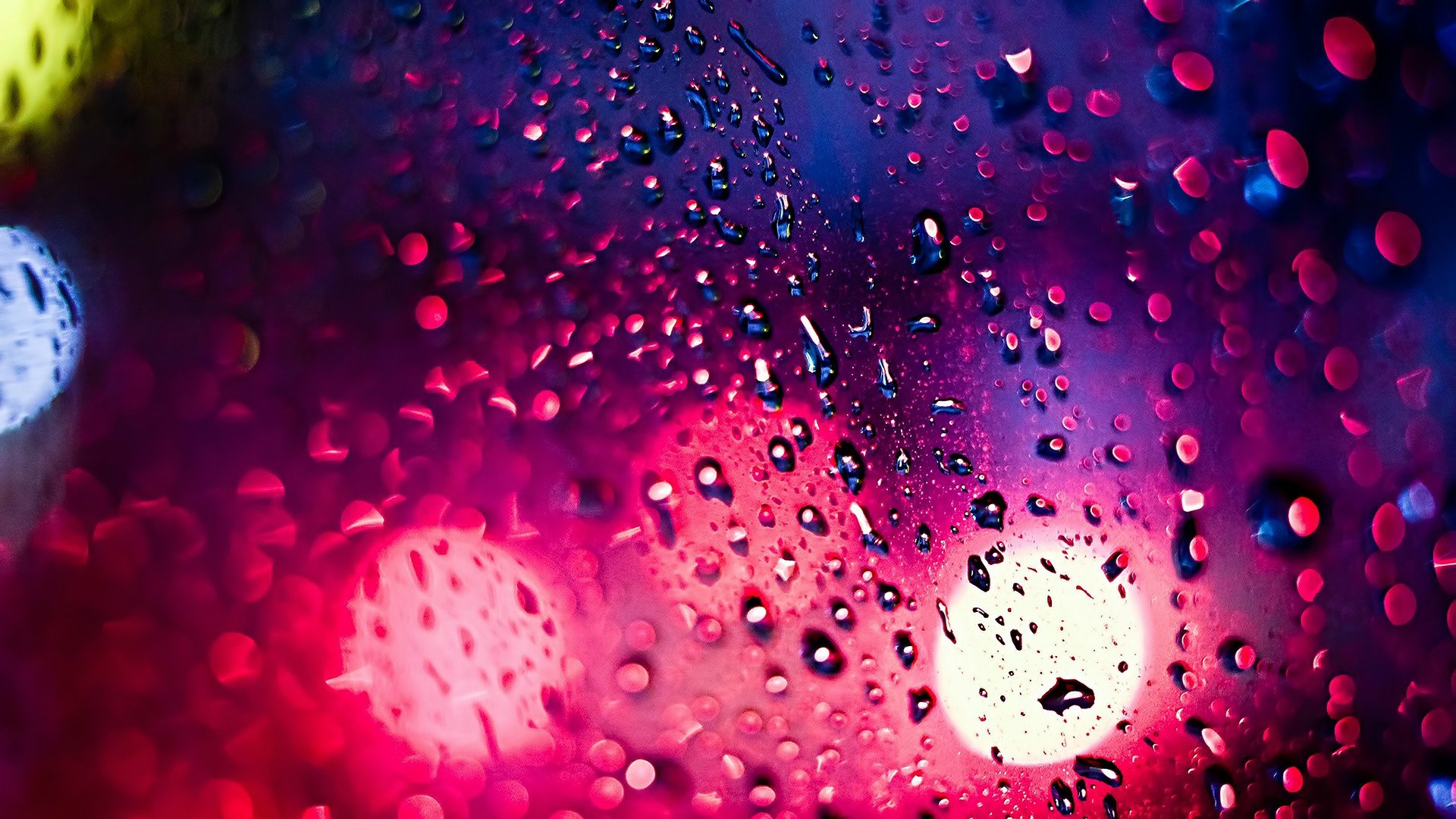 water drops, Glass, Water on glass, Bokeh Wallpaper
