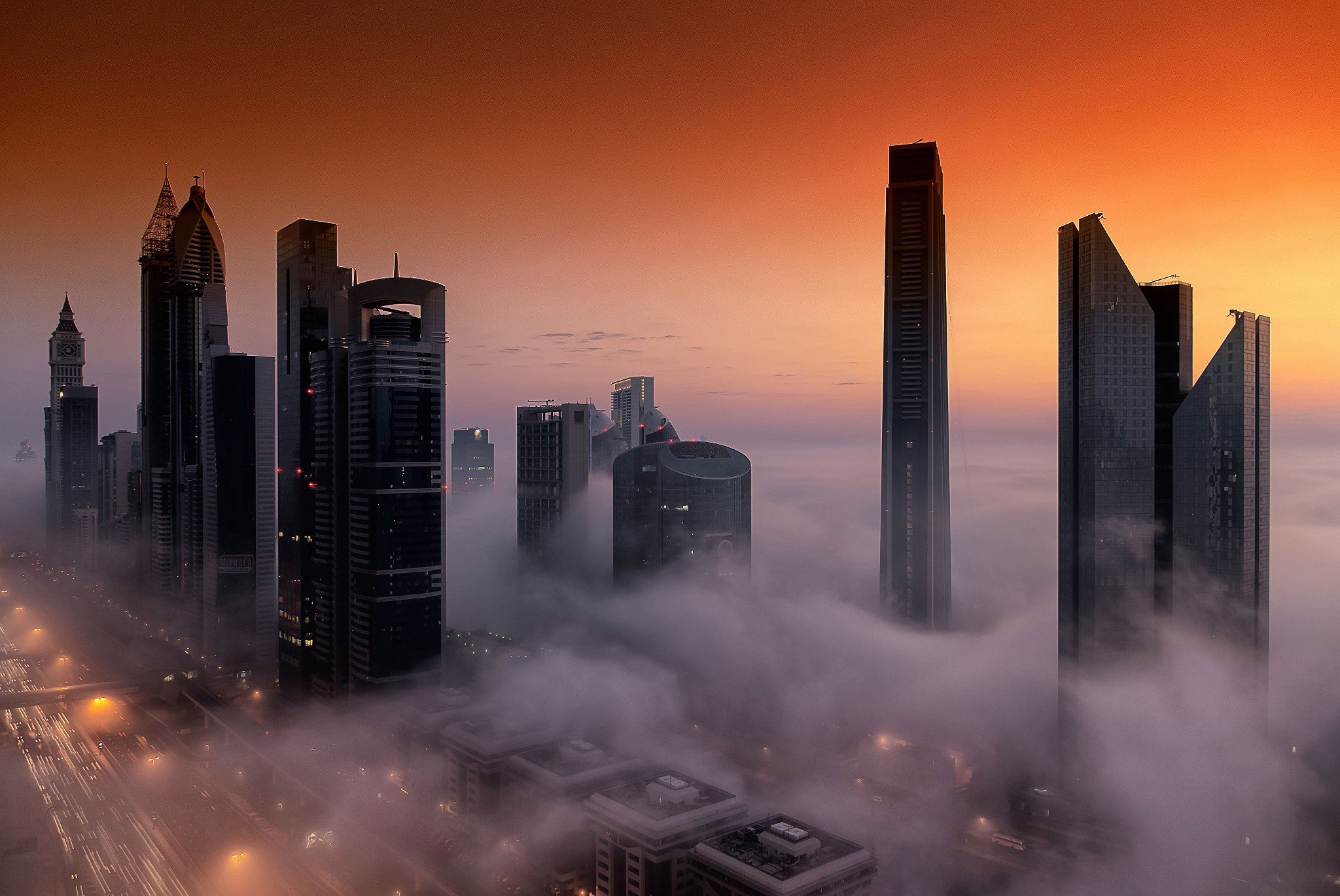 город сумерки дубаи небоскребы the city twilight Dubai skyscrapers бесплатно
