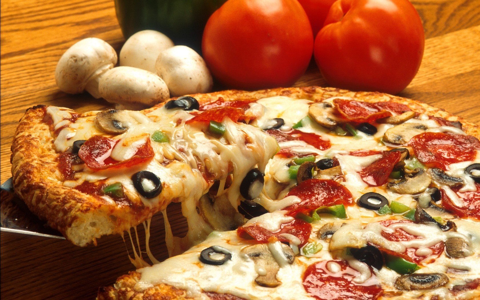 food, Pizza, Mushroom, Tomatoes Wallpaper