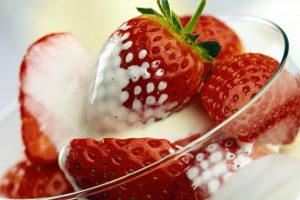 food, Strawberries, Whipped cream
