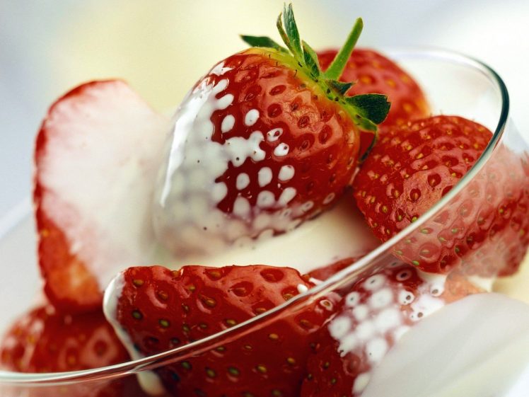 food, Strawberries, Whipped cream HD Wallpaper Desktop Background