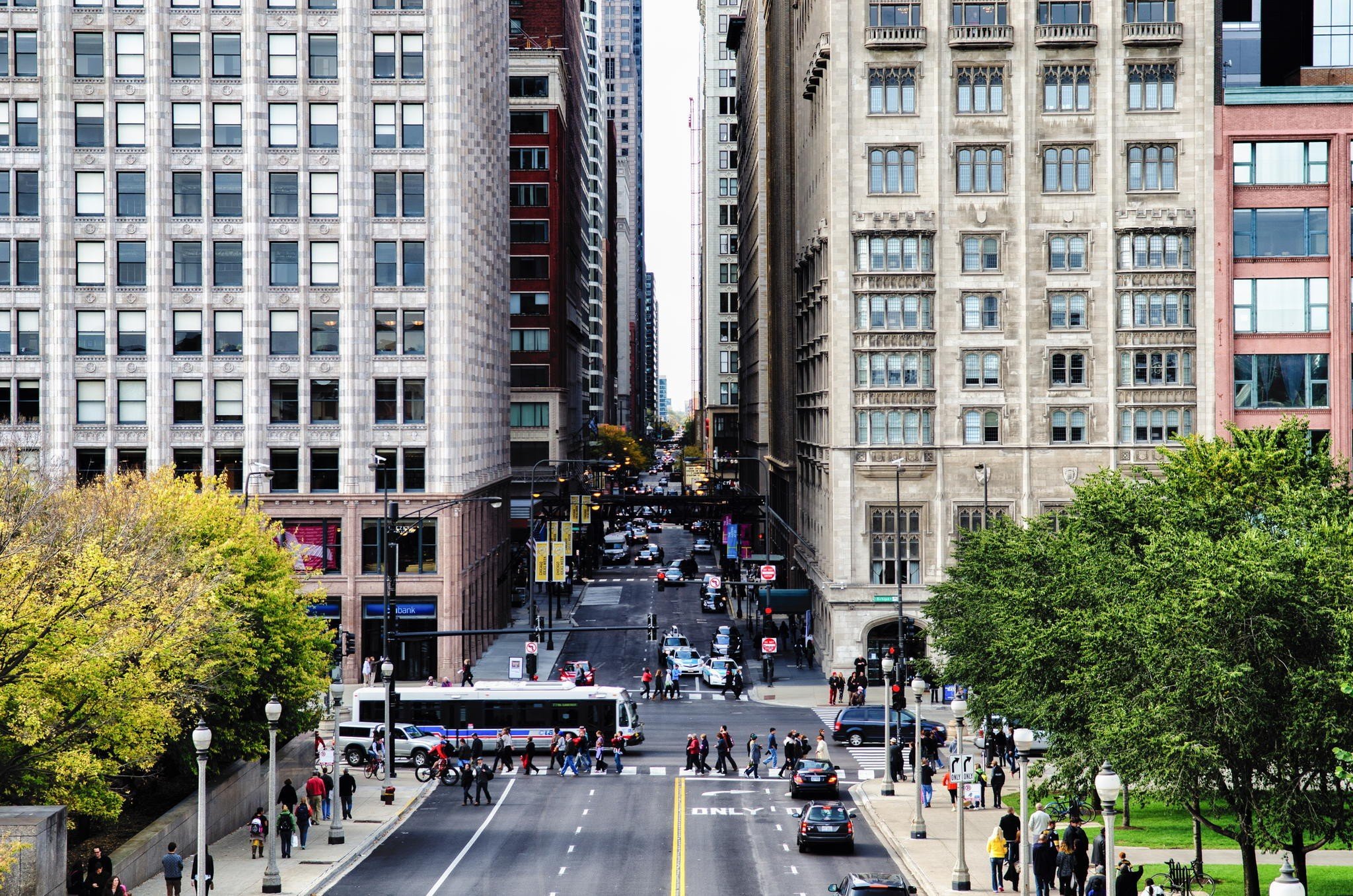 city, Street, Chicago, Cityscape, Building, Traffic Wallpaper