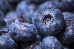 macro, Blueberries, Fruit, Water drops