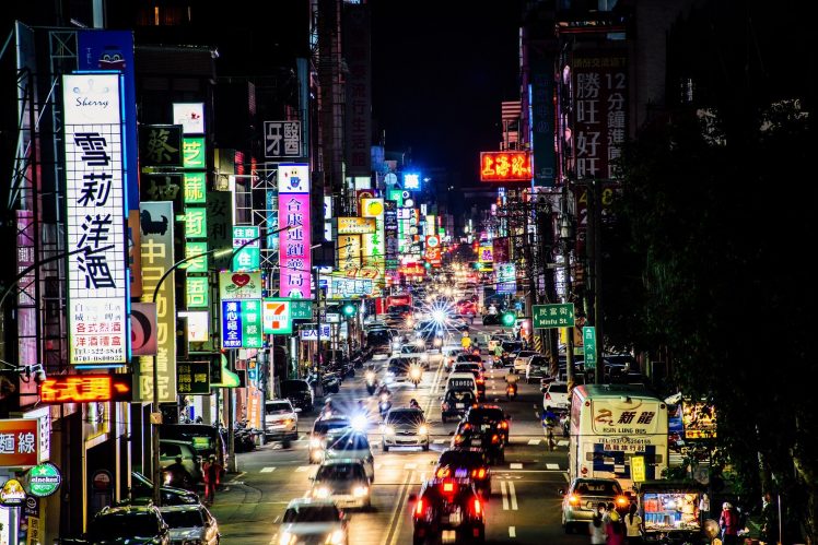 city, Asia, Urban, Night, Street, Traffic HD Wallpaper Desktop Background