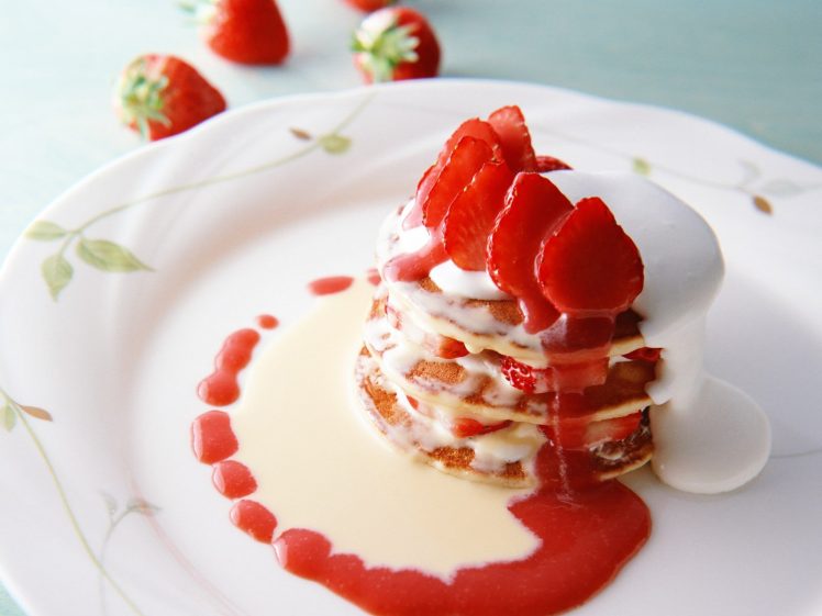 food, Sweets, Strawberries, Pancakes HD Wallpaper Desktop Background