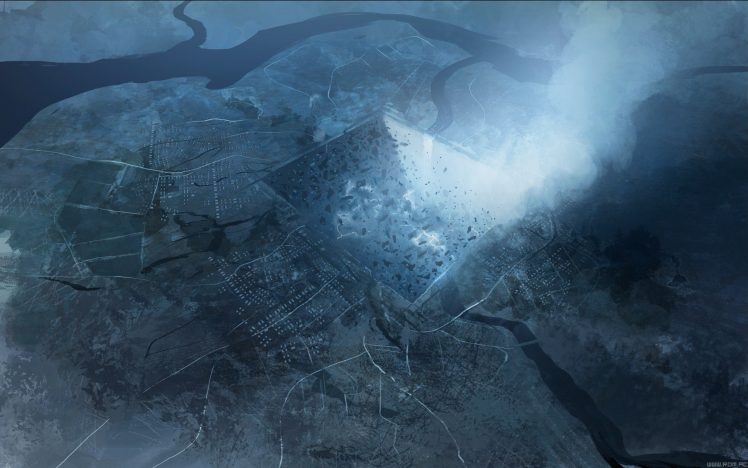 Romantically Apocalyptic, Aerial view, Futuristic city HD Wallpaper Desktop Background