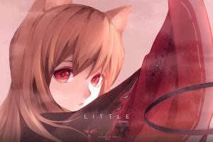 red eyes, Looking at viewer, Nekomimi, Red dress, Holo, Spice and Wolf, Anime, Anime girls, Fox girl