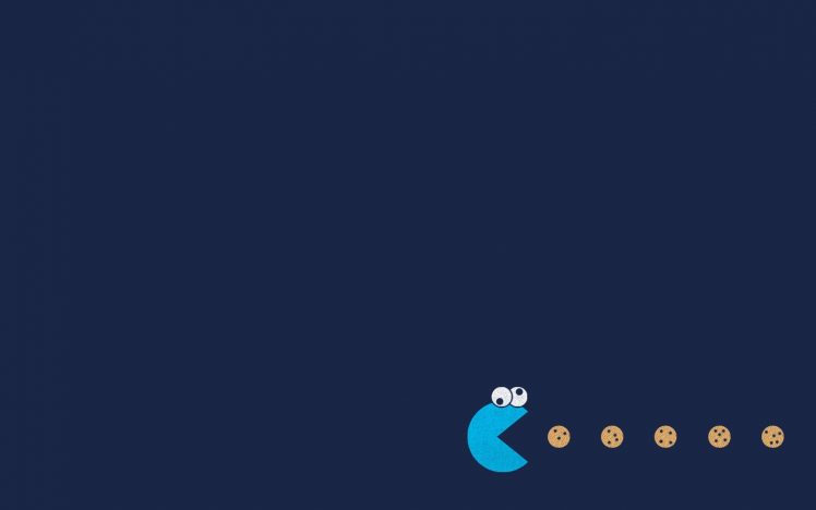 Cookie Monster, Pac Man, Humor, Minimalism HD Wallpaper Desktop Background