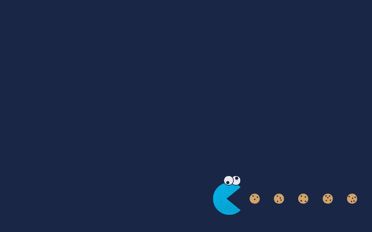 Cookie Monster, Pac Man, Humor, Minimalism Wallpaper