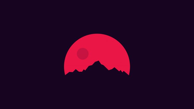 mountains, Minimalism, Red HD Wallpaper Desktop Background