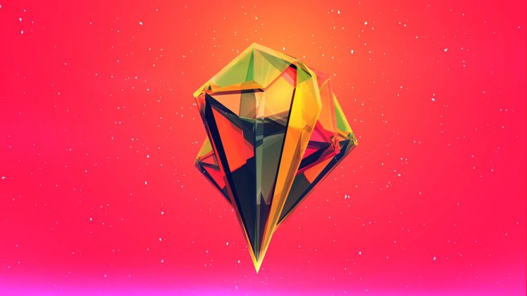 Justin Maller, Red, Pink, Facets, Diamonds HD Wallpaper Desktop Background
