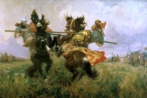 Russian, Mongols, Combat, Lance, War, Mikhail Ivanovich Avilov