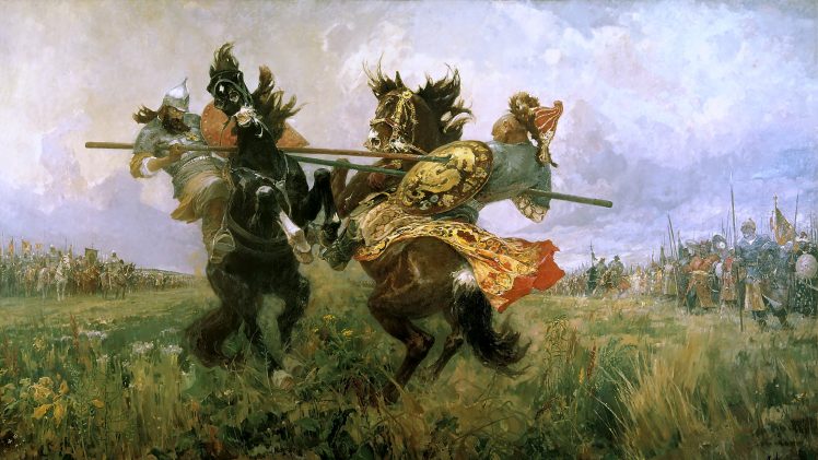 Russian, Mongols, Combat, Lance, War, Mikhail Ivanovich Avilov HD Wallpaper Desktop Background