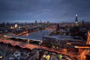 London, England, River, Bridge, Night, City, Cityscape, Motion blur, Lights, City lights, Skyscraper