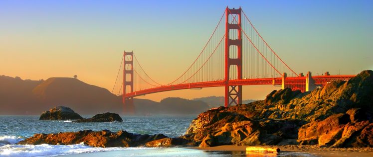 Golden Gate Bridge, San Francisco, USA, Bridge, Sunrise HD Wallpaper Desktop Background