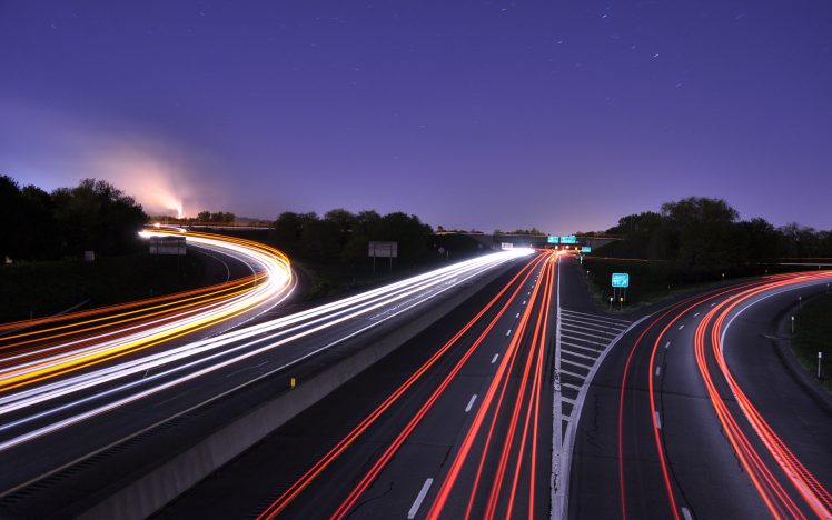 road, Freeway, Long exposure, Lights, Traffic HD Wallpaper Desktop Background